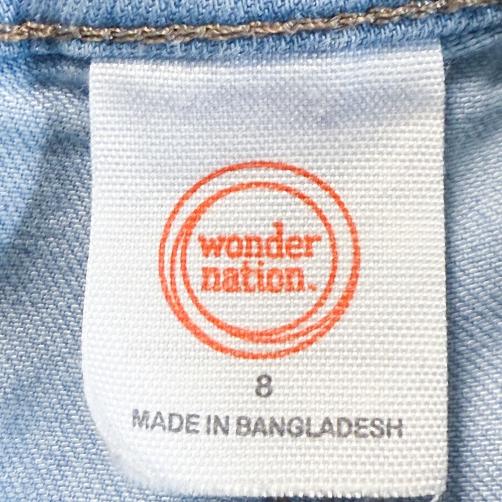 Wonder Nation Girls Blue Straight Leg Cargo Jeans Size 8 Adjustable Kids Denim - Picture 2 of 16